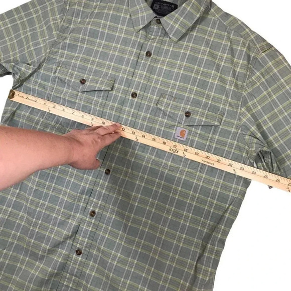 CARHARTT Rugged Flex Relaxed Fit Short Sleeve Button Shirt Mens XL Plaid Cotton - Picture 7 of 9